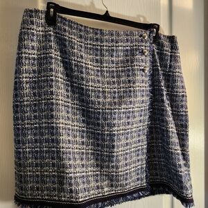 Talbots Navy and White Tweed Mini Skirt